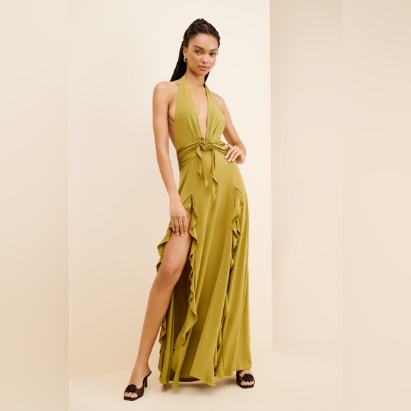 ruffle corset maxi dress weworewhat WeWoreWhat ruffle corset maxi dress in chesnut and blush
